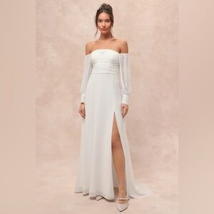 Lulus Adorna White Off-the-Shoulder Maxi Dress